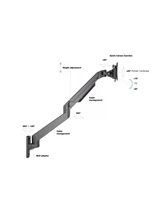 MULTIBRACKETS 1010 Soporte de mesa Multibrackets Brazo elevador de gas de pared Simple para pantalla 15 - 32  Carga 10Kg Vesa