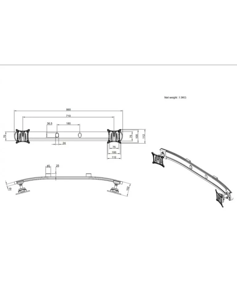 MULTIBRACKETS 3187 Kit de montaje para soporte de monitor doble Multibrackets Easy Stand - pantalla de 30  VESA máx. 100x100 M