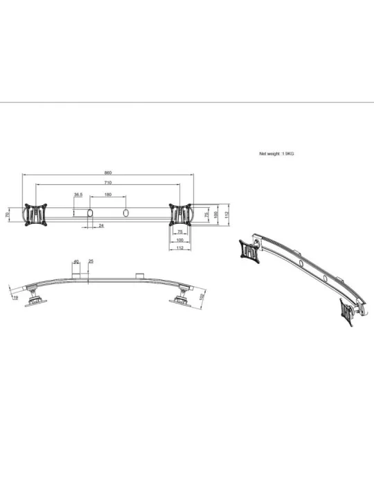 MULTIBRACKETS 3187 Kit de montage pour support de table Multibrackets Easy Stand Dual Monitor Mount - écran 30" VESA Max 100x10