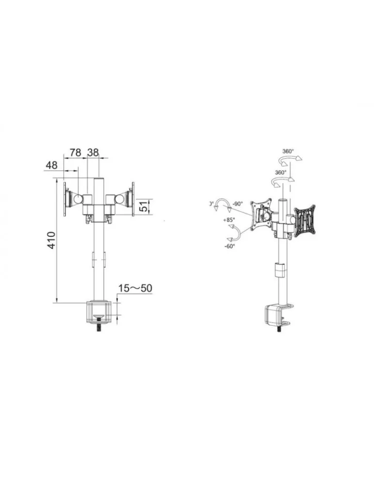 MULTIBRACKETS 5198 Soporte de mesa giratorio Multibrackets Deskmount Officeline Dual B2B Blanco - Pantalla 15  -30  Vesa Max 1