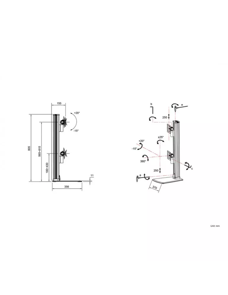 MULTIBRACKETS 3243 Multibrackets Tablestand HD Dual Vertical Widescreen - 2 pantallas 32 -50  VESA Max 100x100 MULTIBRACKETS M