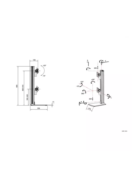 MULTIBRACKETS 3243 Multibrackets Tablestand HD Dual Vertical Widescreen - 2 pantallas 32 -50  VESA Max 100x100 MULTIBRACKETS M