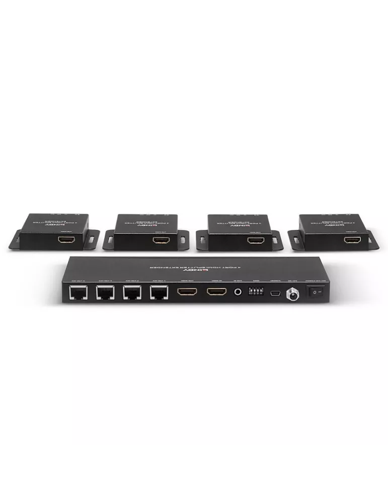 LINDY 38155   Kit Extender Splitter 4 Ports HDMI   IR with Loop Out Cat.6 50m LINDY LIN38155 | MusicGoodDeal