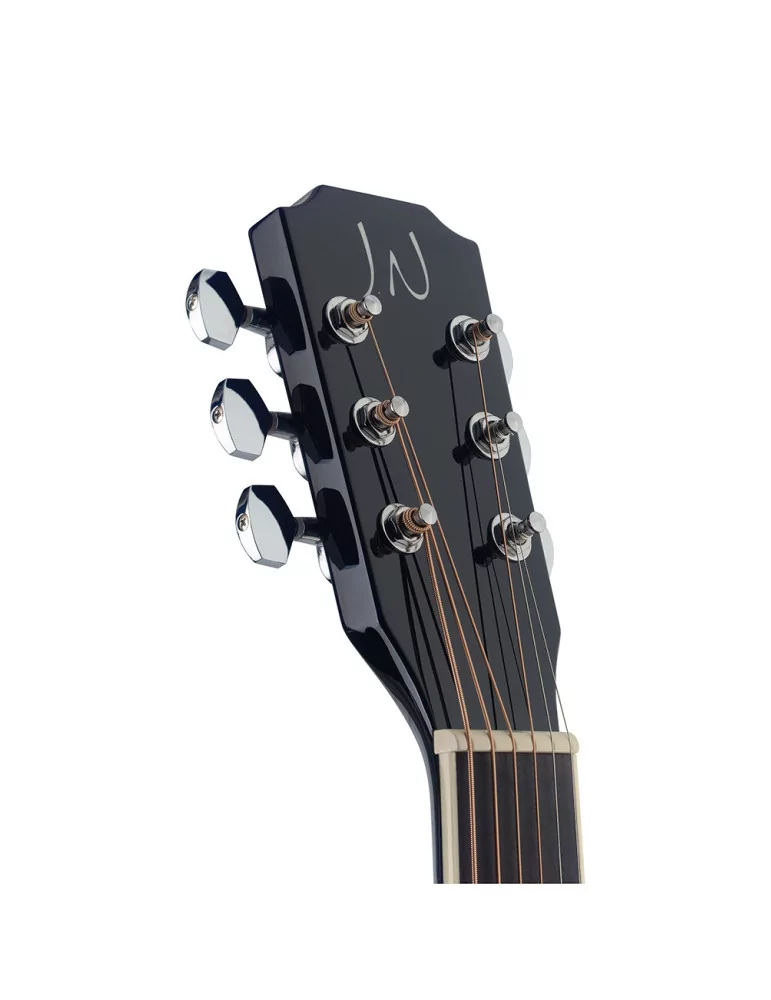  J.N GUITARS BES-A BK Schwarze akustische Auditorium-Gitarre mit massiver Fichtendecke Bessie Serie|MusicGoodDeal 