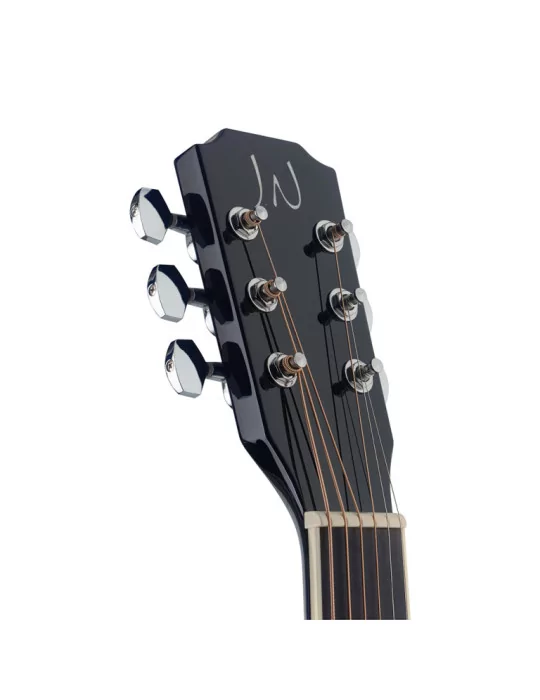  J.N GUITARS BES-A BK Schwarze akustische Auditorium-Gitarre mit massiver Fichtendecke Bessie Serie|MusicGoodDeal 