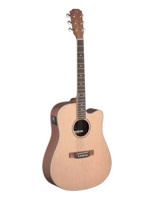  J.N GUITARS ASY-DCE Guitarra electroacústica dreadnought de 4/4 cutaway con tapa de abeto macizo, serie Asyla|MusicGoodDeal 