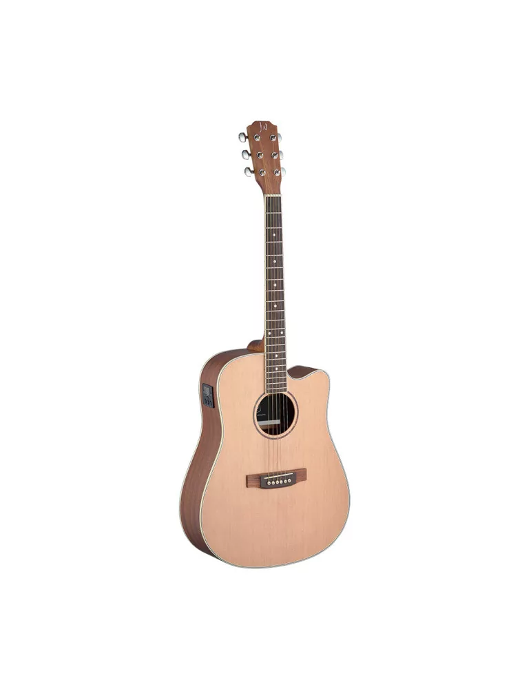 J.N GUITARS ASY-DCE Guitarra electroacústica dreadnought de 4/4 cutaway con tapa de abeto macizo, serie Asyla|MusicGoodDeal 