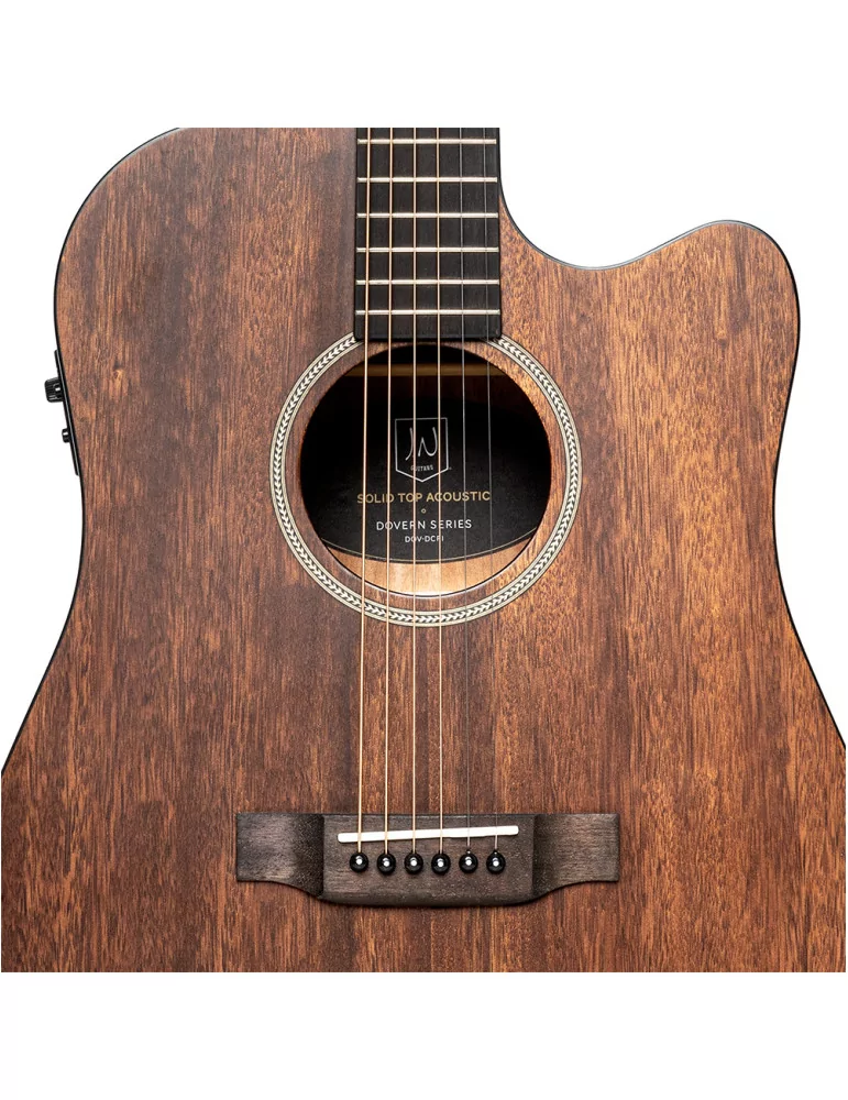  J.N GUITARS DOV-DCFI Guitarra electroacústica cutaway dreadnought con tapa de caoba maciza, serie Dovern|MusicGoodDeal 