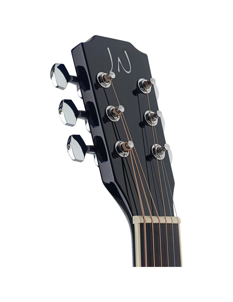 J.N GUITARS BES-ACE BK Guitarra de auditorio electroacústica negra con tapa de epica maciza, serie Bessie|MusicGoodDeal 