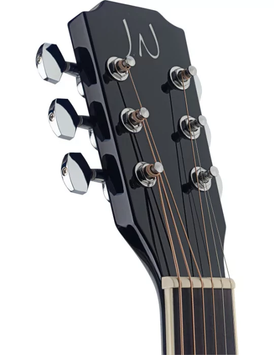  J.N GUITARS BES-ACE BK Guitarra de auditorio electroacústica negra con tapa de epica maciza, serie Bessie|MusicGoodDeal 