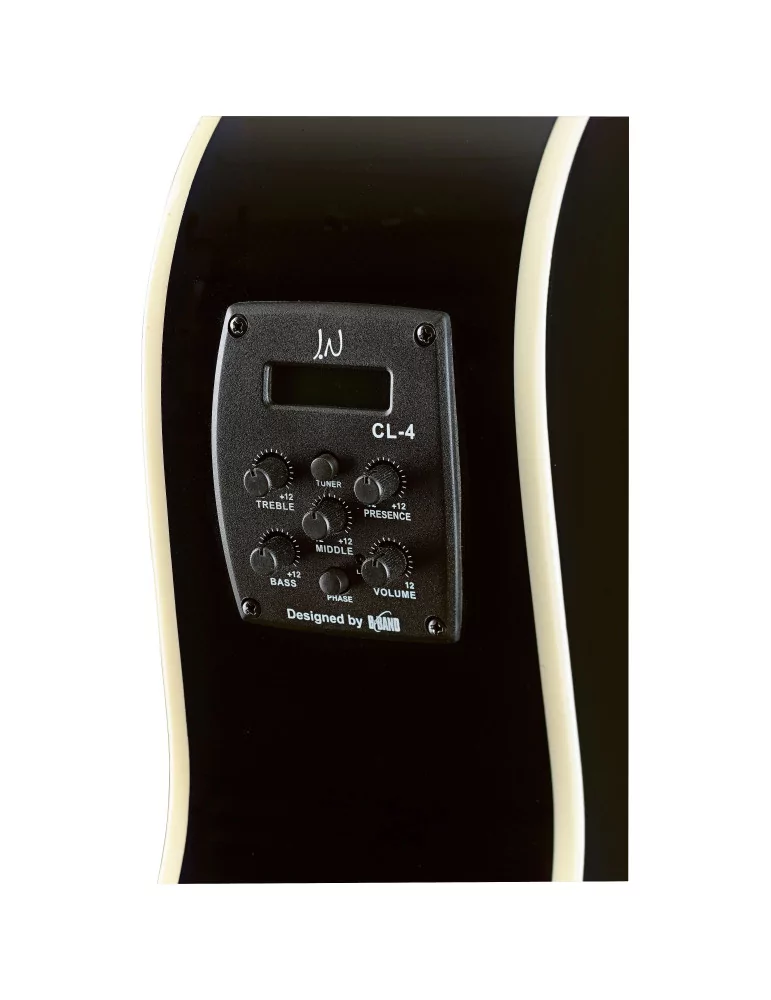  J.N GUITARS BES-ACE BK Guitarra de auditorio electroacústica negra con tapa de epica maciza, serie Bessie|MusicGoodDeal 