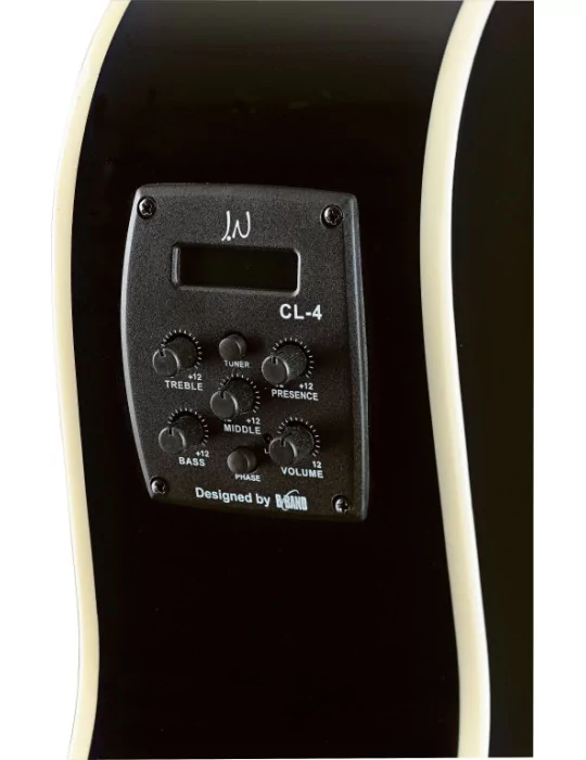  J.N GUITARS BES-ACE BK Guitarra de auditorio electroacústica negra con tapa de epica maciza, serie Bessie|MusicGoodDeal 