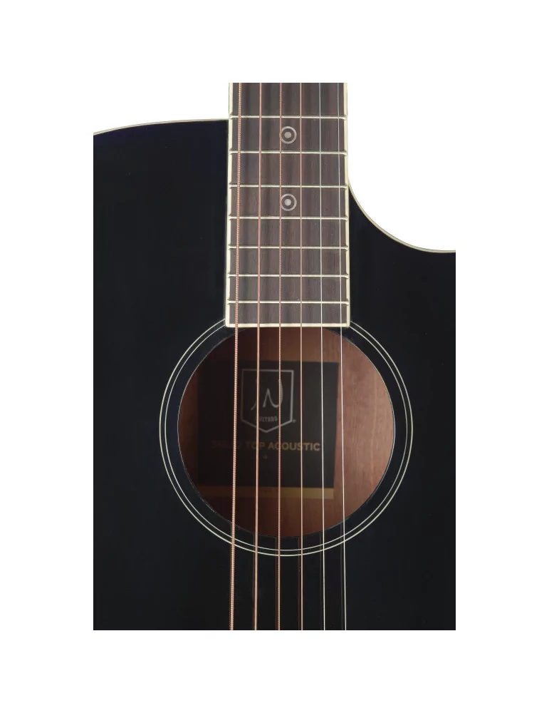  J.N GUITARS BES-ACE BK Guitarra de auditorio electroacústica negra con tapa de epica maciza, serie Bessie|MusicGoodDeal 