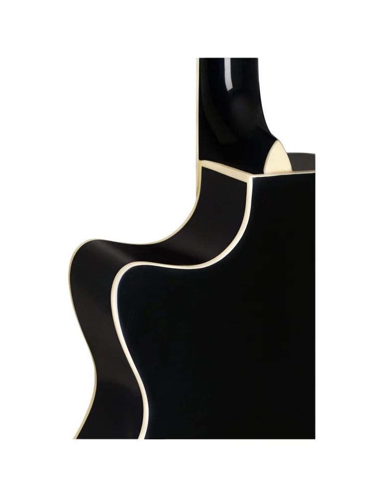  J.N GUITARS BES-ACE BK Guitarra de auditorio electroacústica negra con tapa de epica maciza, serie Bessie|MusicGoodDeal 