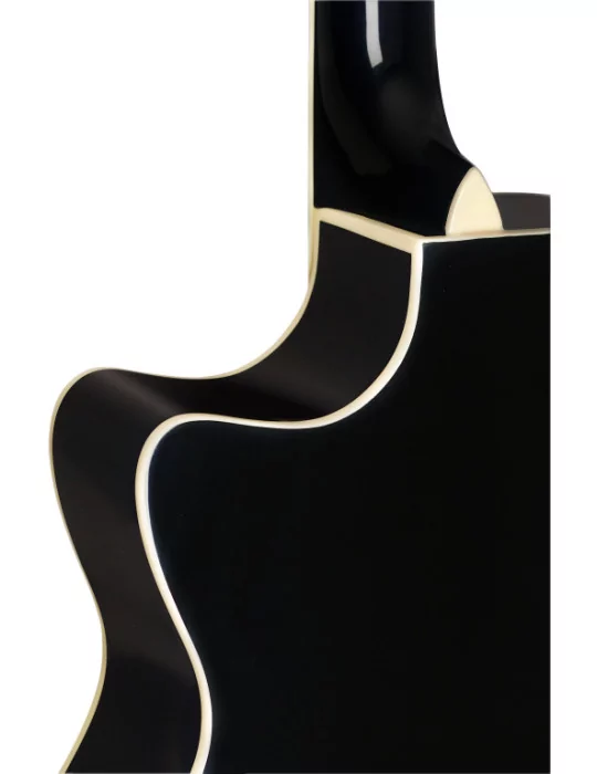  J.N GUITARS BES-ACE BK Guitarra de auditorio electroacústica negra con tapa de epica maciza, serie Bessie|MusicGoodDeal 