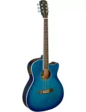  J.N GUITARS BES-ACE TBB Guitarra electroacústica de auditorio blueburst transparente con tapa maciza de epica, serie Bessie|Mus