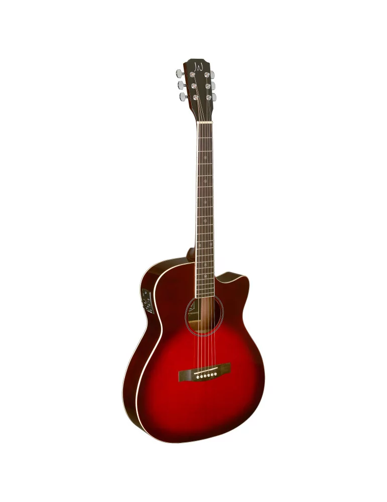 J.N GUITARS BES-ACE TRB Guitarra electroacústica de auditorio redburst transparente con tapa de epica maciza, serie Bessie|Musi