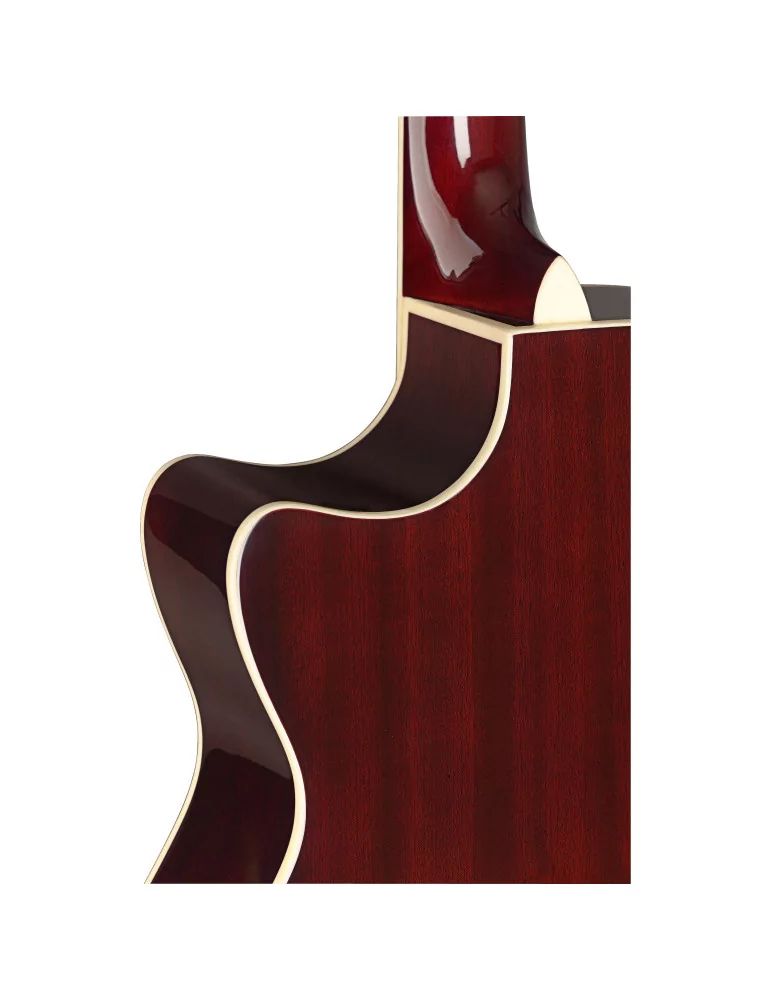  J.N GUITARS BES-ACE TRB Guitarra electroacústica de auditorio redburst transparente con tapa de epica maciza, serie Bessie|Musi