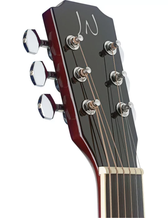  J.N GUITARS BES-ACE TRB Guitarra electroacústica de auditorio redburst transparente con tapa de epica maciza, serie Bessie|Musi