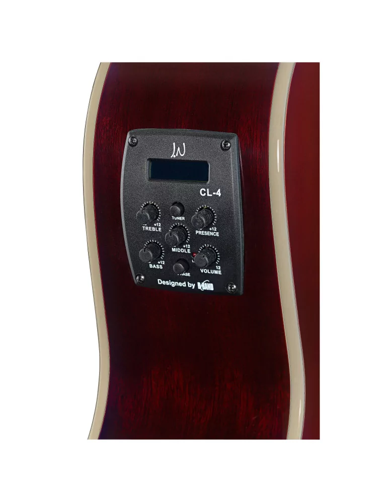  J.N GUITARS BES-ACE TRB Guitarra electroacústica de auditorio redburst transparente con tapa de epica maciza, serie Bessie|Musi
