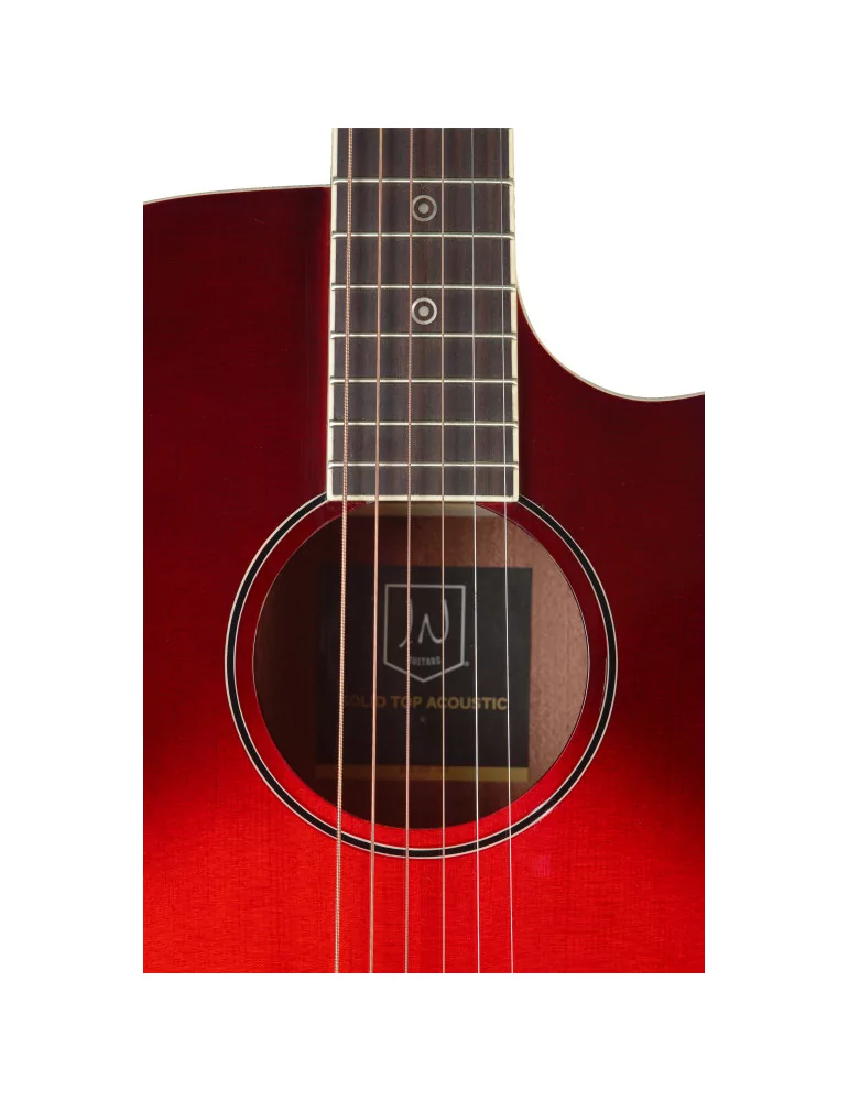  J.N GUITARS BES-ACE TRB Guitarra electroacústica de auditorio redburst transparente con tapa de epica maciza, serie Bessie|Musi