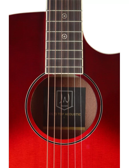  J.N GUITARS BES-ACE TRB Guitarra electroacústica de auditorio redburst transparente con tapa de epica maciza, serie Bessie|Musi