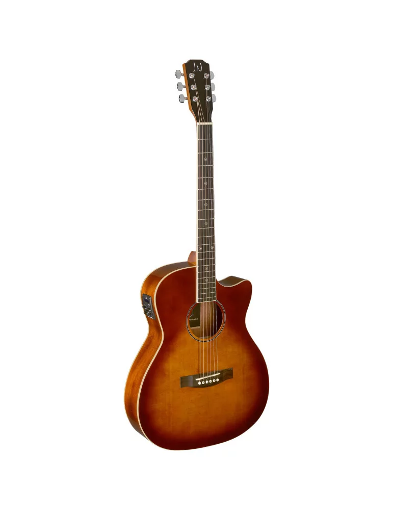  J.N GUITARS BES-ACE DCB Guitarra electroacústica de auditorio dark cherryburst con tapa maciza de epica, serie Bessie|MusicGood