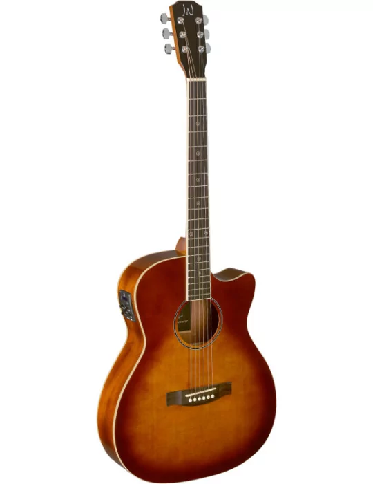  J.N GUITARS BES-ACE DCB Guitarra electroacústica de auditorio dark cherryburst con tapa maciza de epica, serie Bessie|MusicGood