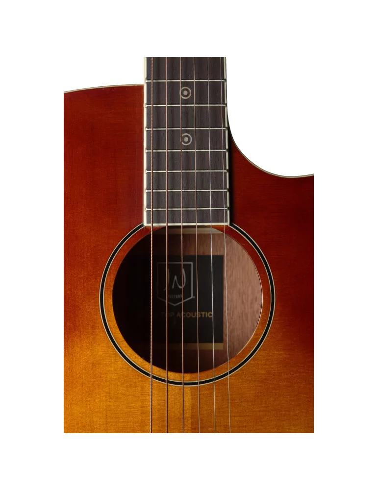  J.N GUITARS BES-ACE DCB Guitarra electroacústica de auditorio dark cherryburst con tapa maciza de epica, serie Bessie|MusicGood