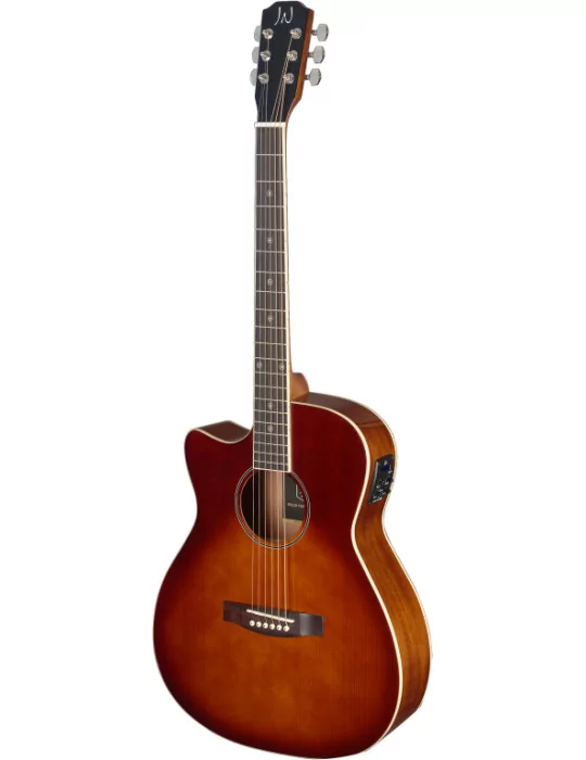  J.N GUITARS BES-ACE DCB LH Guitarra electroacústica de auditorio dark cherryburst con tapa de epica maciza, zurdos, Bessie|Musi