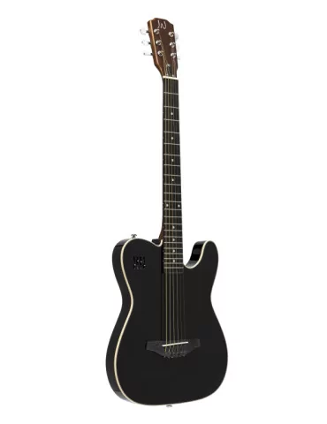  J.N GUITARS EW3000CBK 4/4 Cutaway E-Folkgitarre mit massiven Fichtenkorpus Schwarz|MusicGoodDeal 