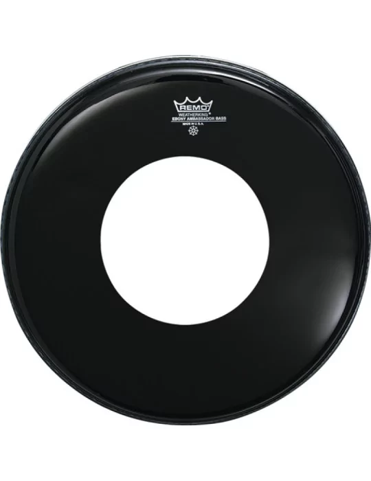  REMO ES-1018-CH Parche Ebony Ambassador de 18 "con recorte para bombo|MusicGoodDeal 