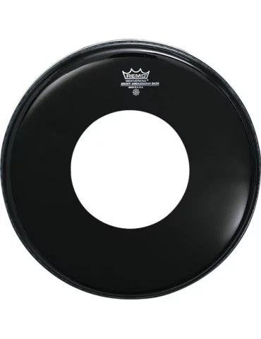  REMO ES-1022-CH 22" Ebony Ambassador Bass Drum Head with Hole|MusicGoodDeal 