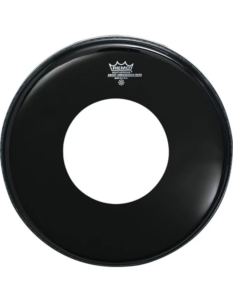  REMO ES-1026-CH Parche Ebony Ambassador de 26 "con recorte para bombo|MusicGoodDeal 