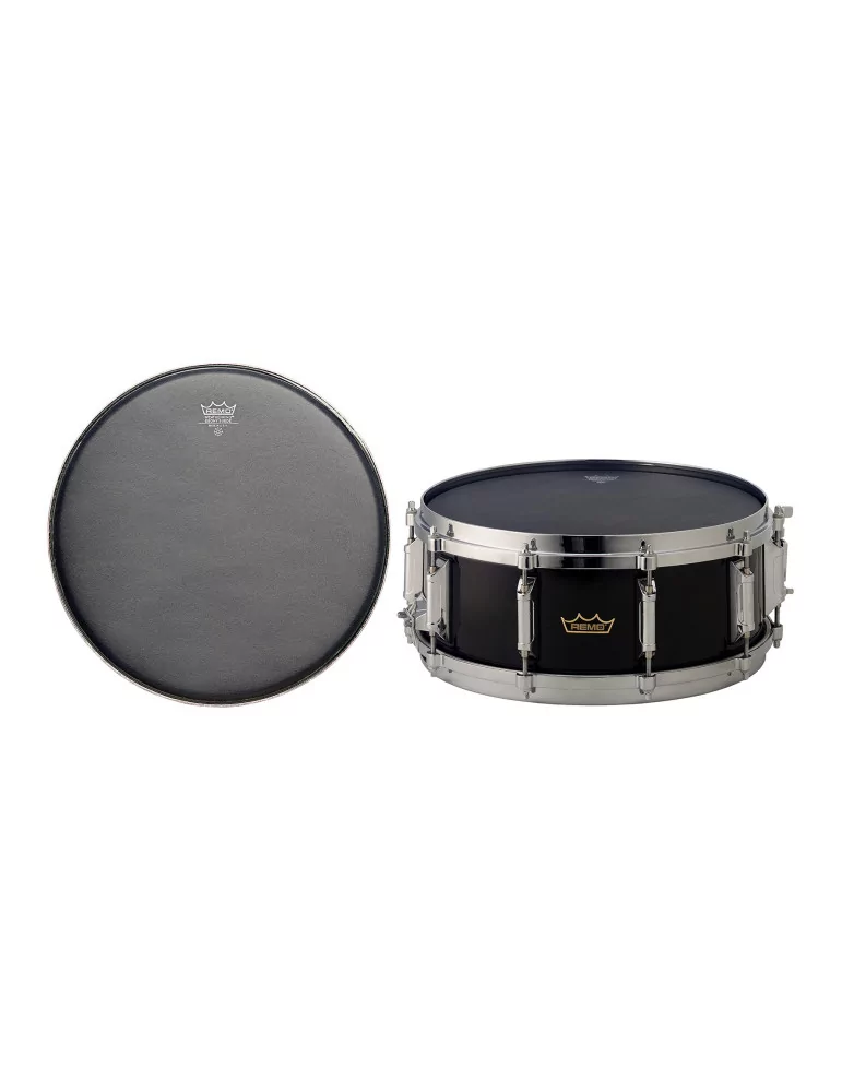  REMO ES-0814-10 14" Ebony Suede Ambassador Matt snare head with reinforced black dot|MusicGoodDeal 