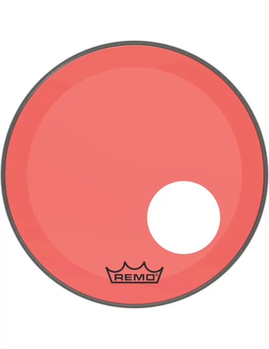  REMO P3-1318-CT-RDOH Parche Powerstroke 3 Colortone para bombo, rojo, 18 ", con orificio descentrado de 5"|MusicGoodDeal 