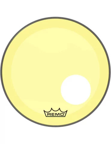  REMO P3-1318-CT-YEOH Parche Powerstroke 3 Colortone para bombo, amarillo, 18 ", con orificio descentrado de 5"|MusicGoodDeal 
