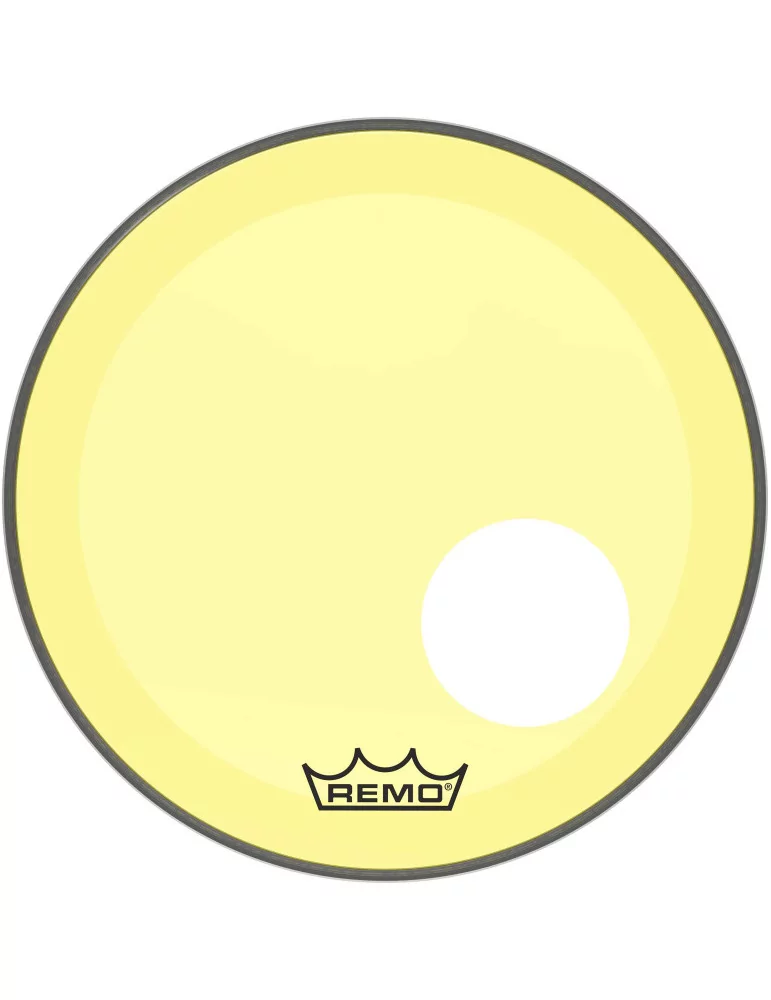  REMO P3-1318-CT-YEOH Parche Powerstroke 3 Colortone para bombo, amarillo, 18 ", con orificio descentrado de 5"|MusicGoodDeal 