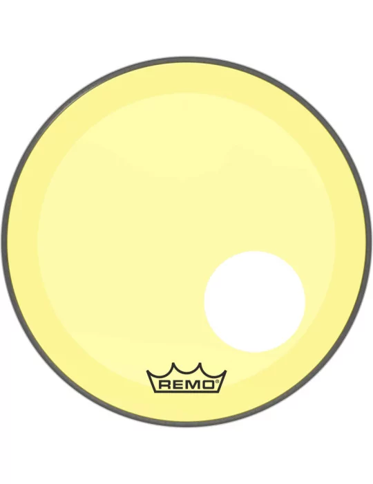 REMO P3-1318-CT-YEOH Parche Powerstroke 3 Colortone para bombo, amarillo, 18 ", con orificio descentrado de 5"|MusicGoodDeal 
