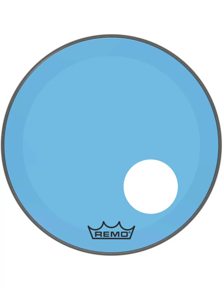  REMO P3-1320-CT-BUOH Parche Powerstroke 3 Colortone para bombo, azul, 20 ", con orificio descentrado de 5"|MusicGoodDeal 