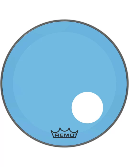  REMO P3-1320-CT-BUOH Parche Powerstroke 3 Colortone para bombo, azul, 20 ", con orificio descentrado de 5"|MusicGoodDeal 