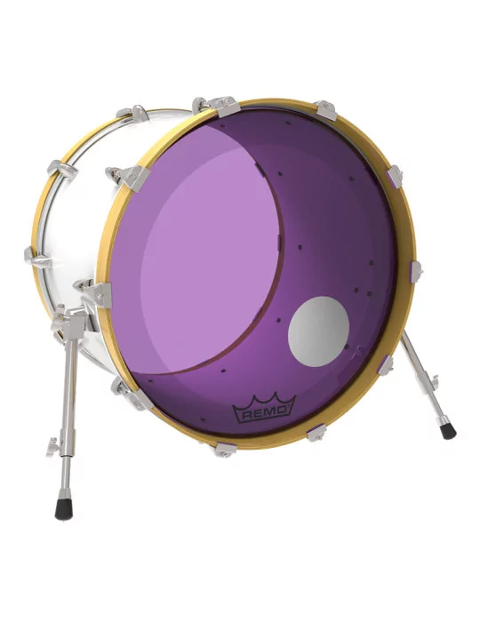  REMO P3-1320-CT-PUOH Parche Powerstroke 3 Colortone para bombo, violeta, 20 ", con orificio descentrado de 5"|MusicGoodDeal 