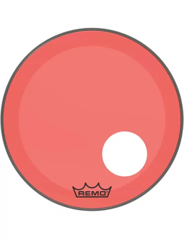  REMO P3-1320-CT-RDOH Parche Powerstroke 3 Colortone para bombo, rojo, 20 ", con orificio descentrado de 5"|MusicGoodDeal 