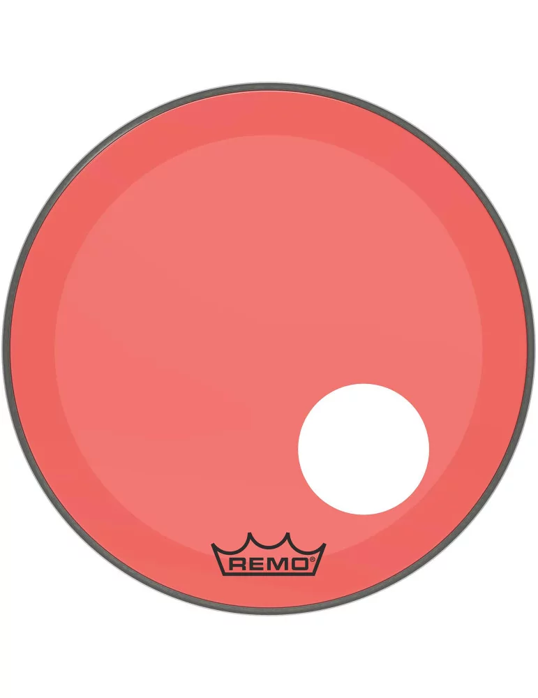  REMO P3-1320-CT-RDOH Parche Powerstroke 3 Colortone para bombo, rojo, 20 ", con orificio descentrado de 5"|MusicGoodDeal 