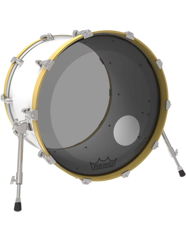  REMO P3-1320-CT-SMOH Parche Powerstroke 3 Colortone para bombo, ahumado, 20 ", con orificio descentrado de 5"|MusicGoodDeal 