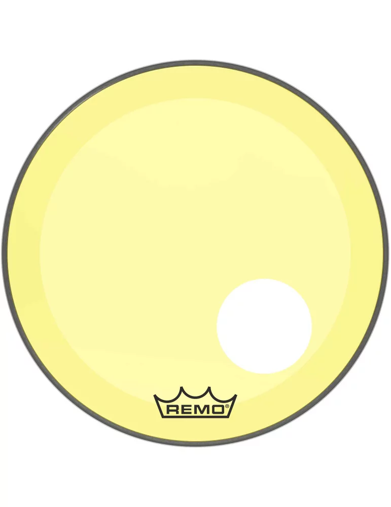  REMO P3-1320-CT-YEOH Parche Powerstroke 3 Colortone para bombo, amarillo, 20 ", con orificio descentrado de 5"|MusicGoodDeal 