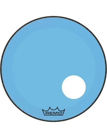  REMO P3-1322-CT-BUOH Parche Powerstroke 3 Colortone para bombo, azul, 22 ", con orificio descentrado de 5"|MusicGoodDeal 