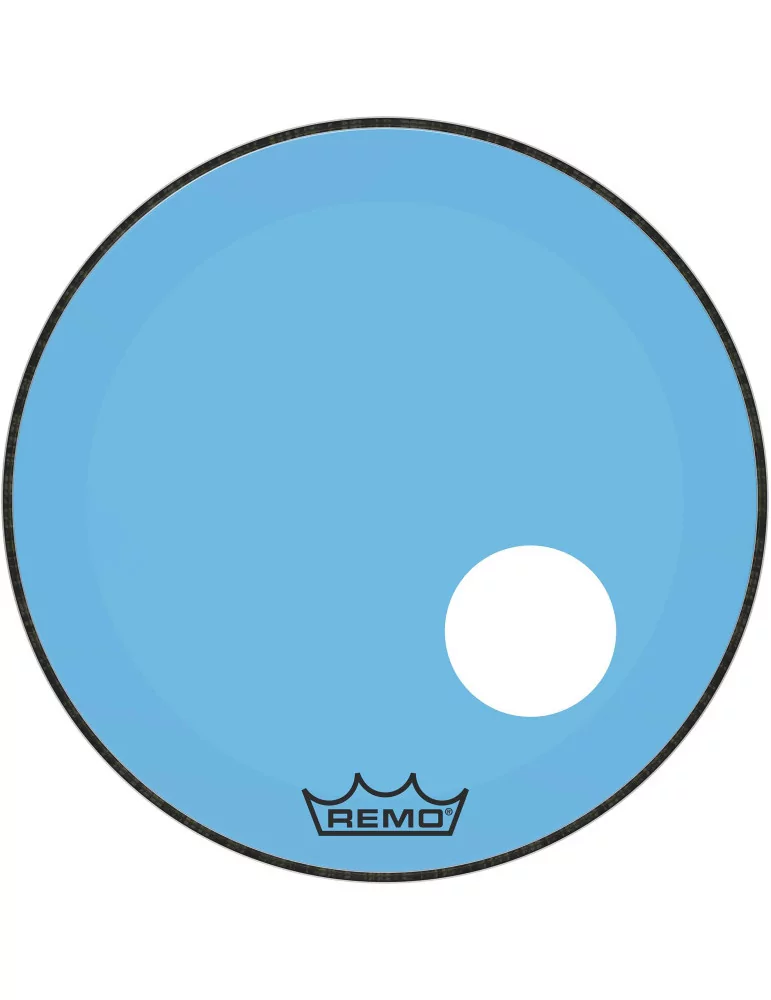  REMO P3-1322-CT-BUOH Parche Powerstroke 3 Colortone para bombo, azul, 22 ", con orificio descentrado de 5"|MusicGoodDeal 
