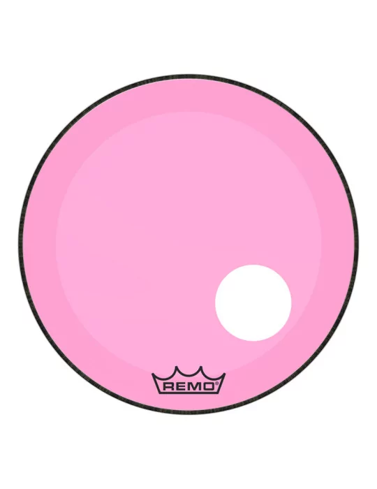  REMO P3-1322-CT-PKOH Parche Powerstroke 3 Colortone para bombo, rosa, 22 ", con orificio descentrado de 5"|MusicGoodDeal 