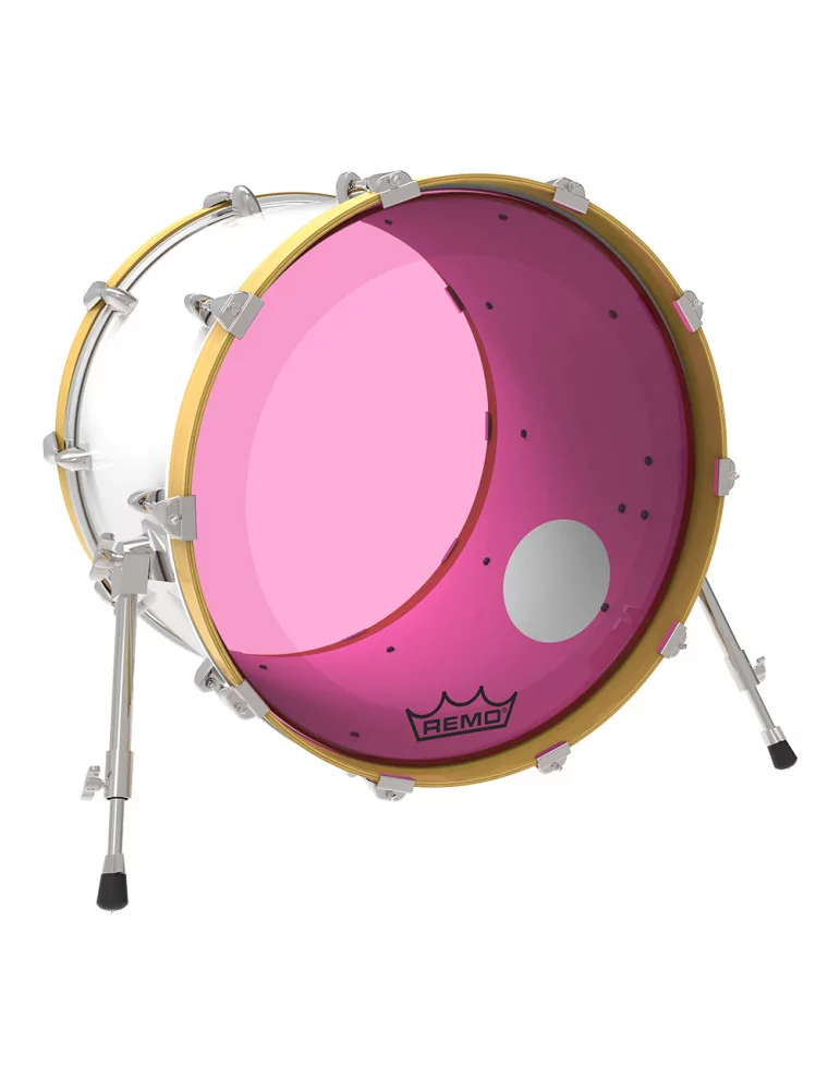  REMO P3-1322-CT-PKOH Parche Powerstroke 3 Colortone para bombo, rosa, 22 ", con orificio descentrado de 5"|MusicGoodDeal 